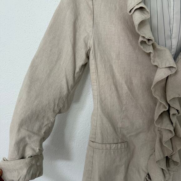 Alice + Olivia Women's Linen Blend Ruffle Blazer Jacket Size Medium - Picture 15 of 16